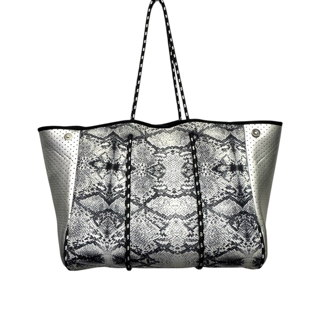 Python Print Neoprene Silver Tote Bag - Picture 3 of 8